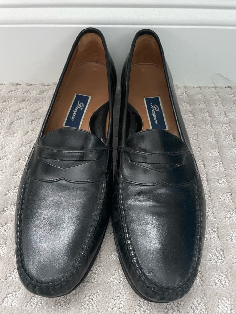 Bragano Black Leather Italian Loafers